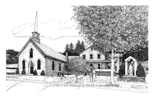 Church, Drawing, Line Art, Lonaconing, Lonaconing Maryland, MD, Parish, Pen & Ink, Pen and ink, St. Mary, St. Mary Of The Annunciation Parish